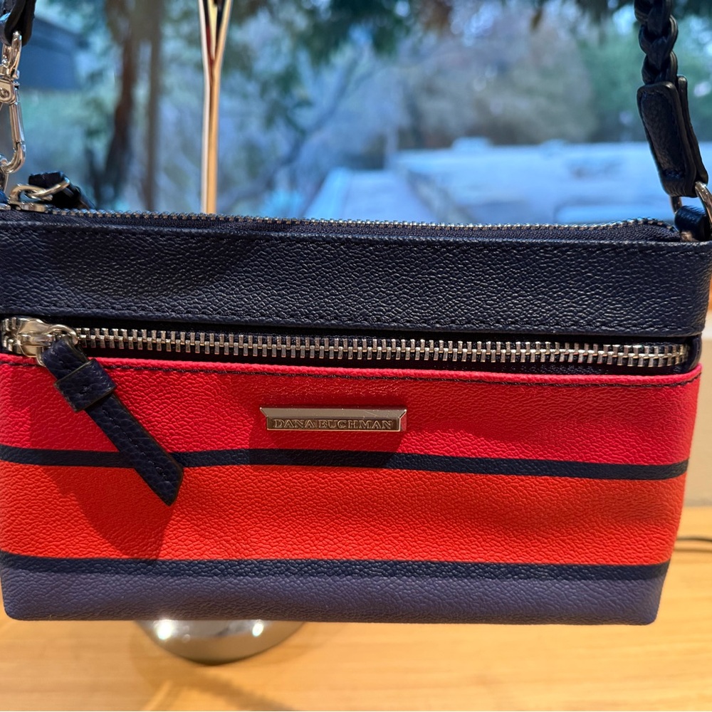 ✨ EUC ✨ Leather Dana Buchman “Linda” Wristlet - Navy/Pink/Orange - Picture 4 of 4